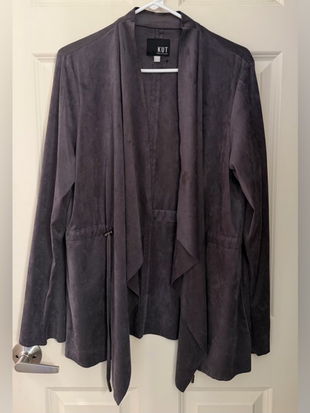 Kut from the Kloth Dianne Faux Suede Jacket, Charcoal Gray, XL